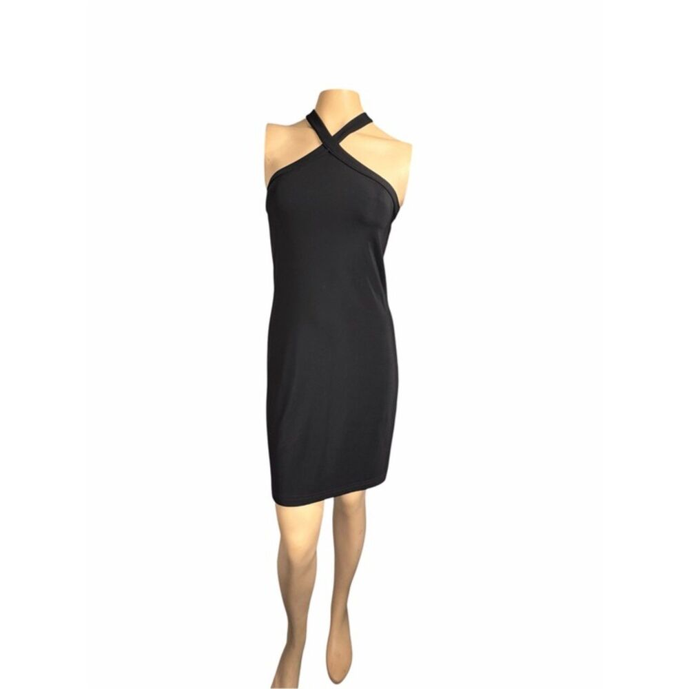 Vintage Byer Too! California Black Halter Dress Size Large MADE IN USA